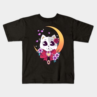 Kawaii Moon Kitty Kids T-Shirt